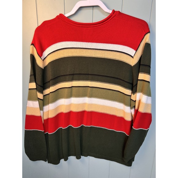 Vintage Company Collection Striped Sweater WomenXL Red Green Beige Knit Pullover - Picture 3 of 3